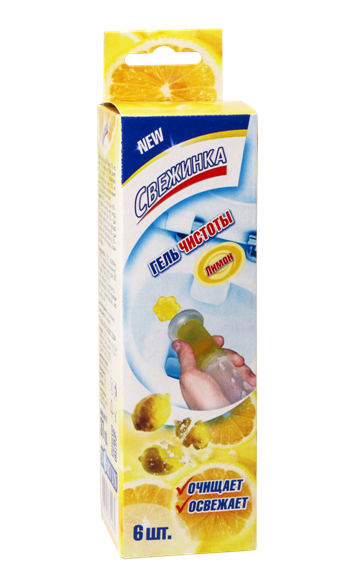 Гелевый освежитель WC с дозатором "Свежинка" лимон 37 гр., 1х18 шт ― NORVIN